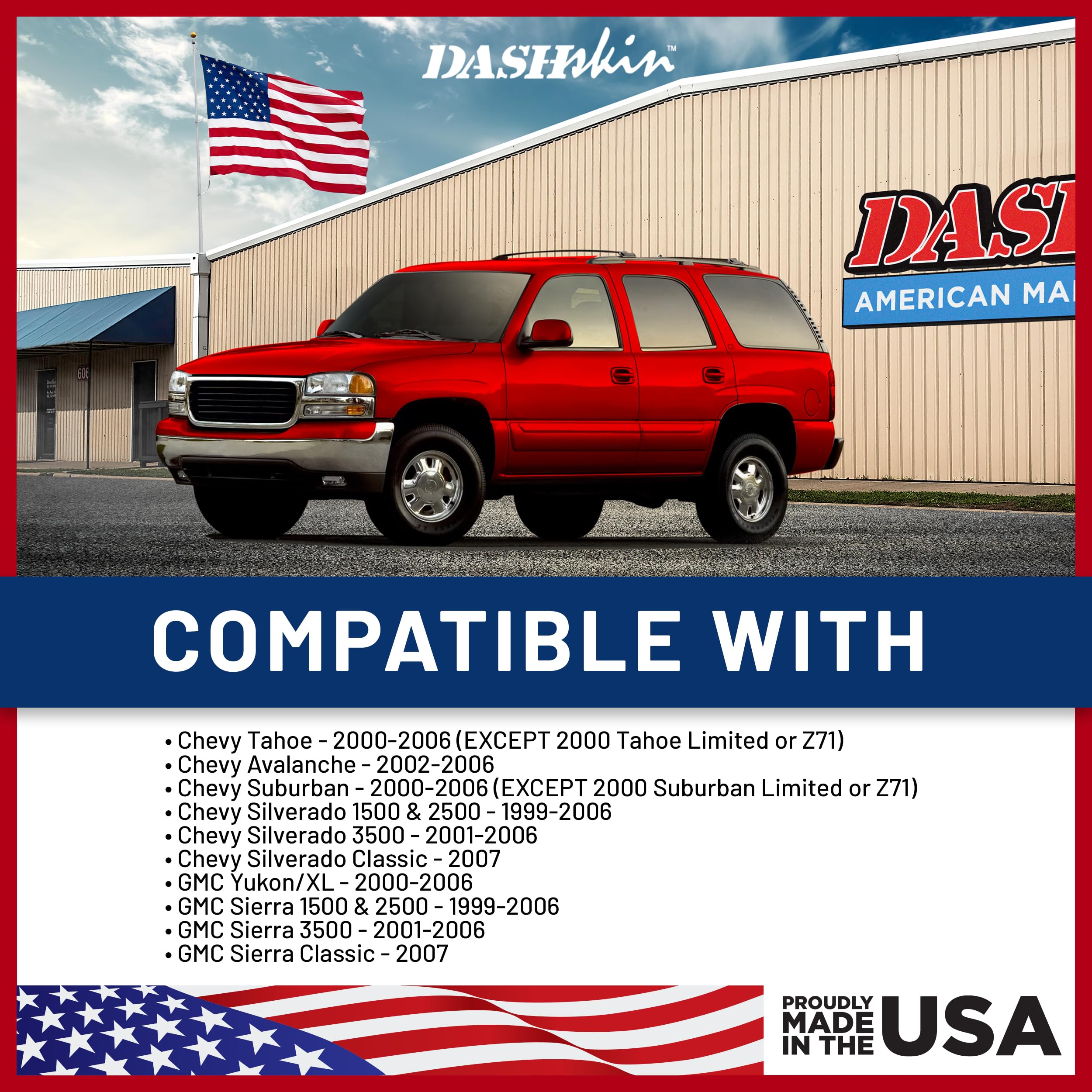 DashSkin Dash Cover Compatible with 2000-2006 Chevrolet Tahoe Suburban Yukon Avalanche & 99-06 Chevy Silverado GMC Sierra in Black - Hard Molded Plastic Dashboard Cap - Image 3
